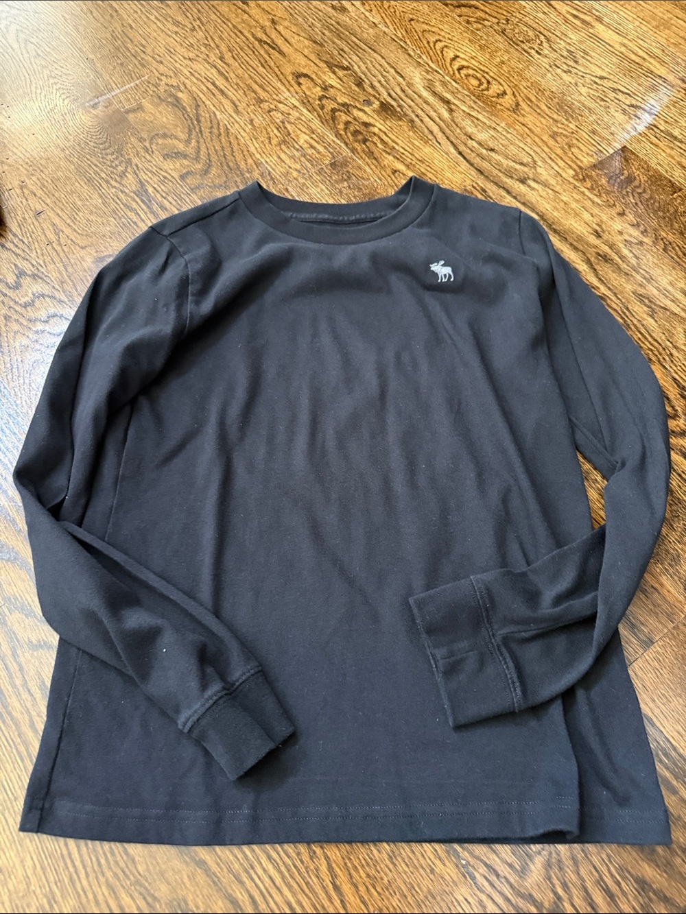 Abercrombie & Fitch Men's Black Long-Sleeve Crew with Logo